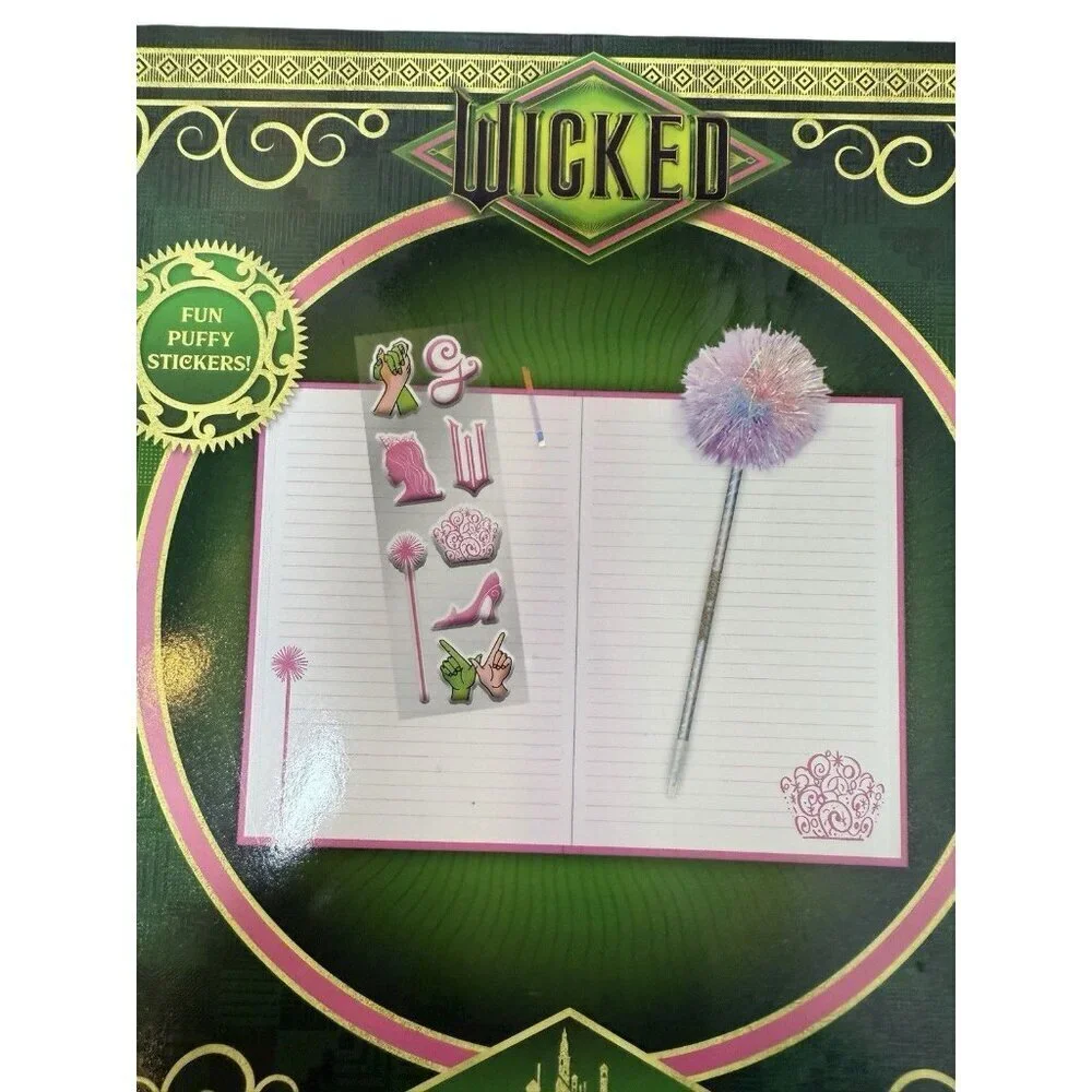 Wicked Glinda Journal Set With Pen Puffy Stickers 40 Sheets Bullseye Playground